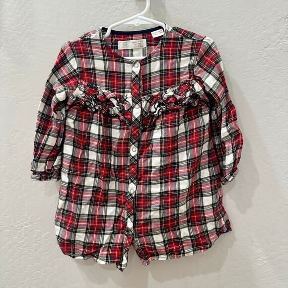 Zara Christmas Plaid Ruffle Tunic - Picture 1 of 6